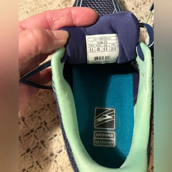 Brooks Glycerin 12 Navy Athletic Running Shoes 1201601B453 Women's US 8.5 B - Picture 7 of 11